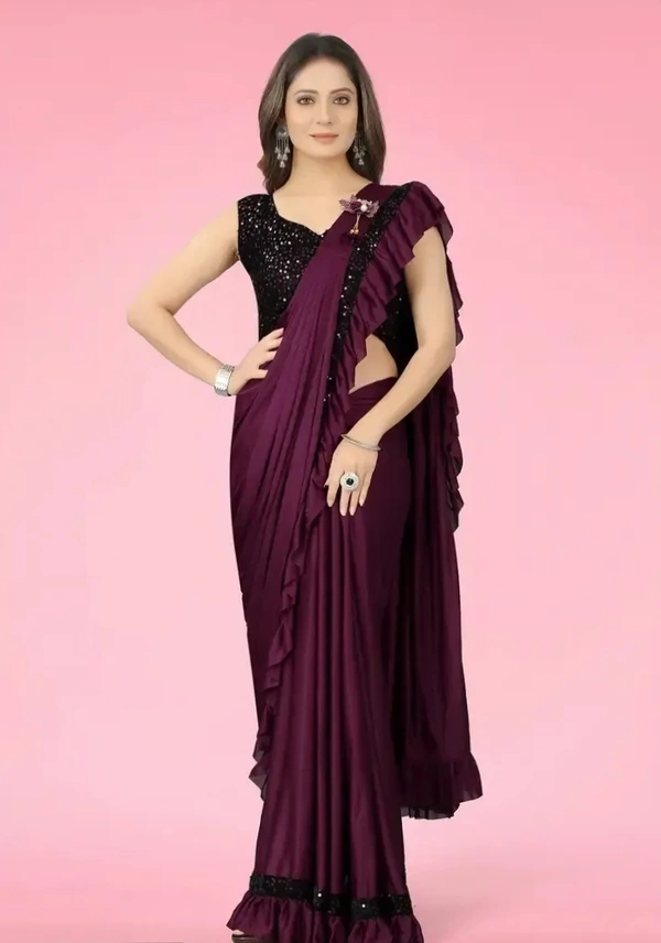 Stylish Fancy Lycra Blend Saree With Blouse Piece For Women 12733715