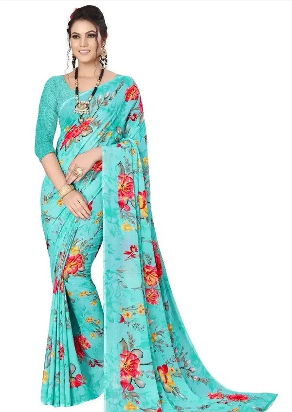 Stylish Georgette Saree with Blouse piece For Women 18234773