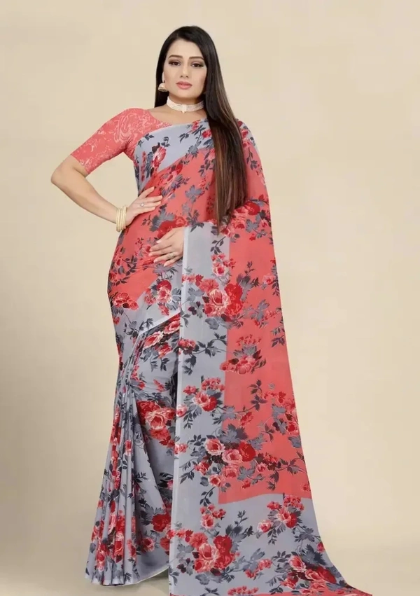 Stylish Fancy Georgette Saree With Blouse Piece For Women 12715690
