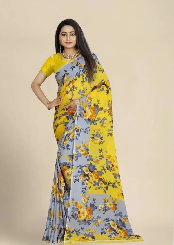 Stylish Fancy Georgette Saree With Blouse Piece For Women Pack Of 12715635