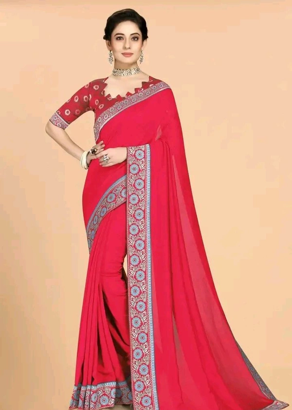 Stylish Vichitra Silk Pink Embroidered Saree with Blouse piece 9715431