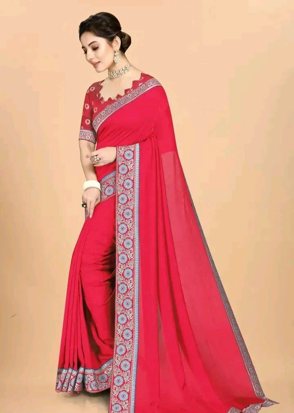 Stylish Vichitra Silk Pink Embroidered Saree with Blouse piece 9715431