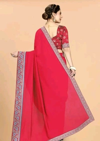Stylish Vichitra Silk Pink Embroidered Saree with Blouse piece 9715431