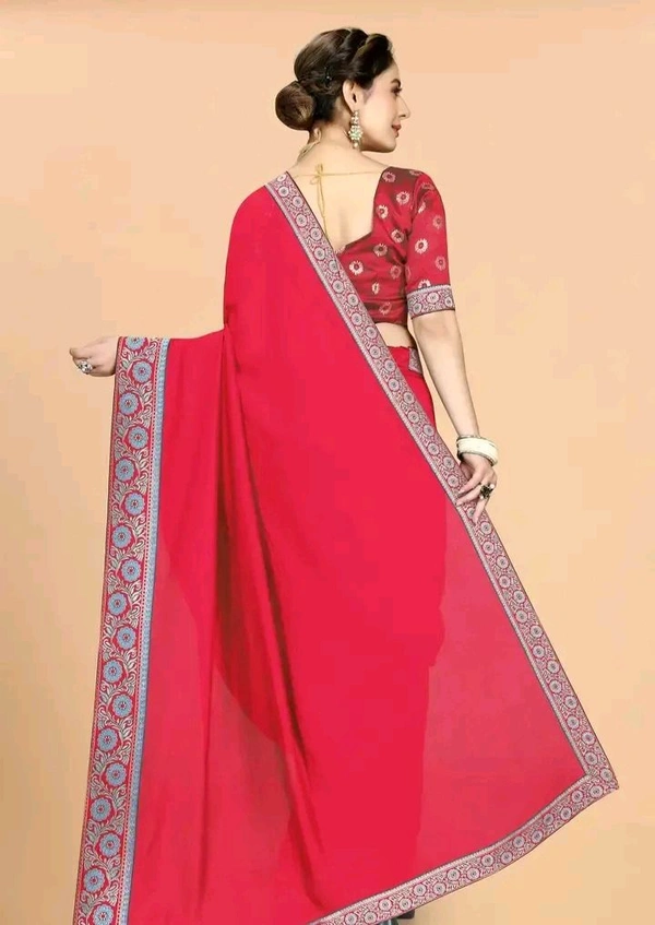 Stylish Vichitra Silk Pink Embroidered Saree with Blouse piece 9715431