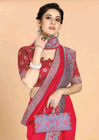 Stylish Vichitra Silk Pink Embroidered Saree with Blouse piece 9715431