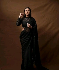 Womens Georgette Embroidered Work Saree With Blouse Piece 13997553
