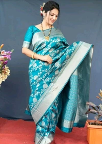 Stylish Art Silk Blue Woven Design Saree With Blouse Piece For Women 29480249