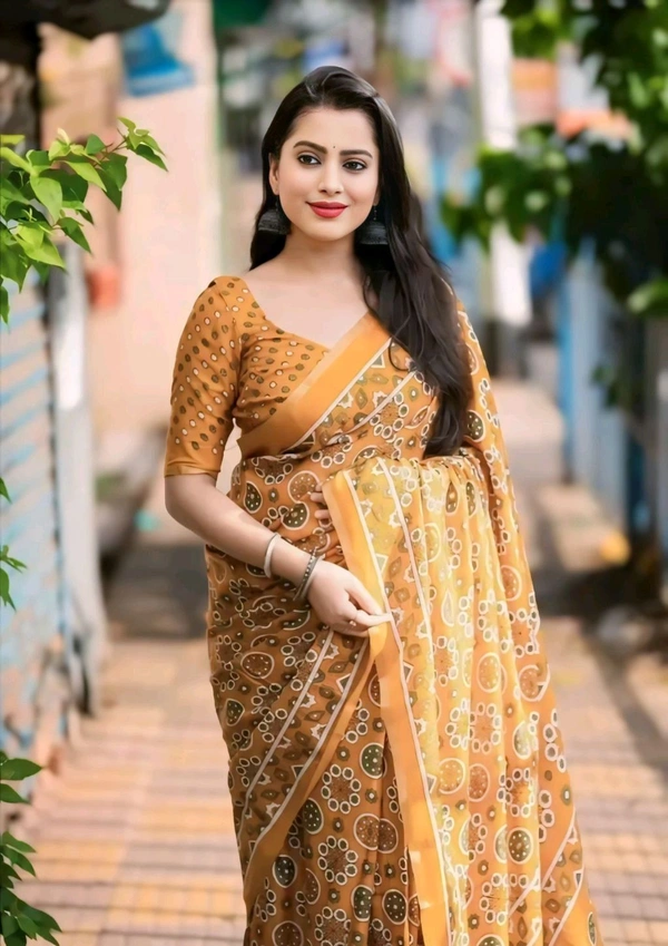 Classic Mulmul Cotton Saree with Blouse piece For Women 26025914