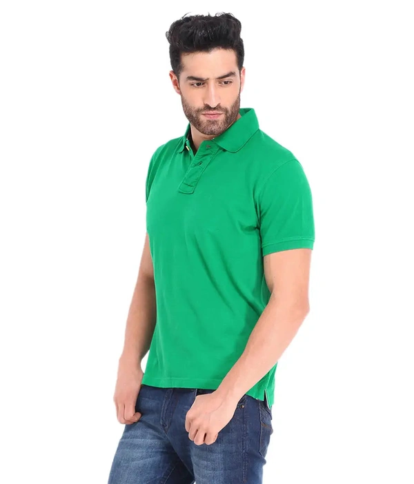 Men Multicolored Cotton Blend Slim Fit Polos T-Shirt (Pack of 5) - L