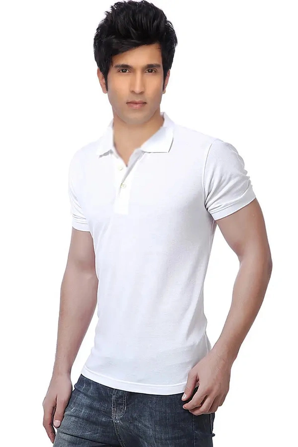 Men Multicolored Polyester Blend Slim Fit Polos T-Shirt (Pack of 2) - L