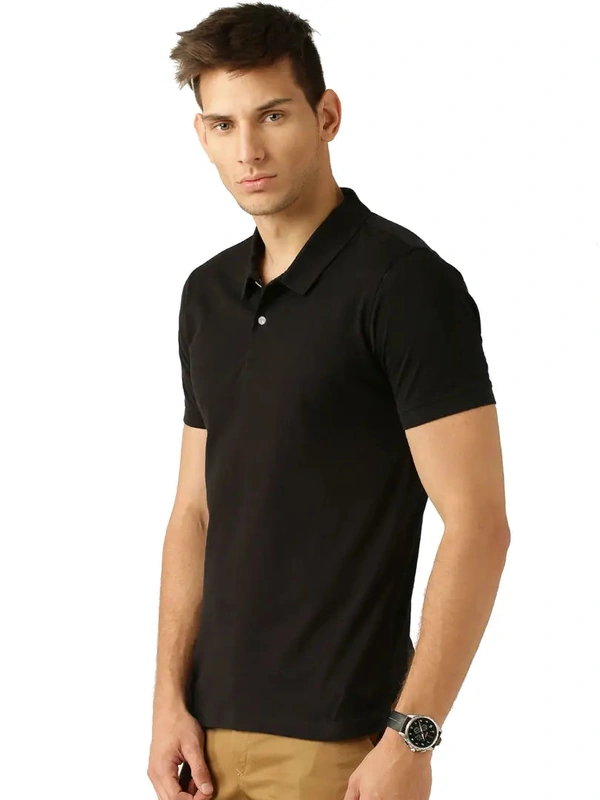 Men's Multicoloured Cotton Blend Solid Polos T-Shirt (Pack Of 4) - M