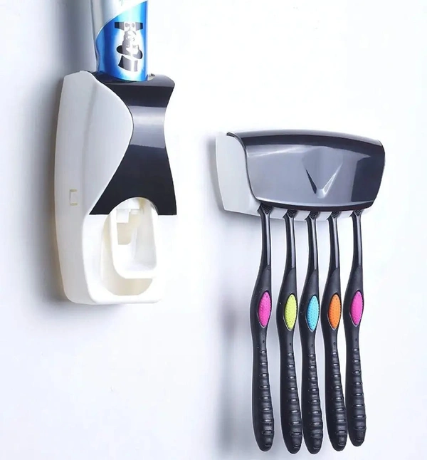 Shopper52 Automatic Toothpaste Dispenser with Tooth Brush Holder for Home and Bathroom Acessories - Default Title