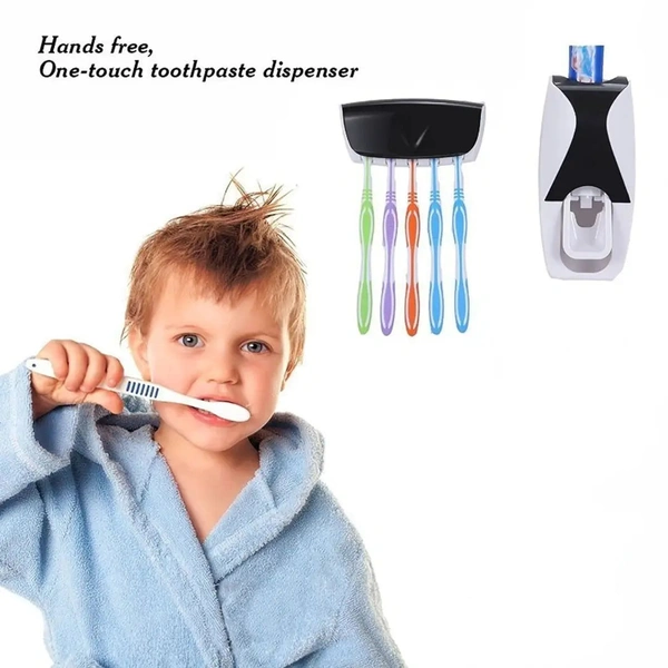Shopper52 Automatic Toothpaste Dispenser with Tooth Brush Holder for Home and Bathroom Acessories