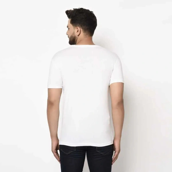 White Printed Cotton Round Neck Tees For Men - XL