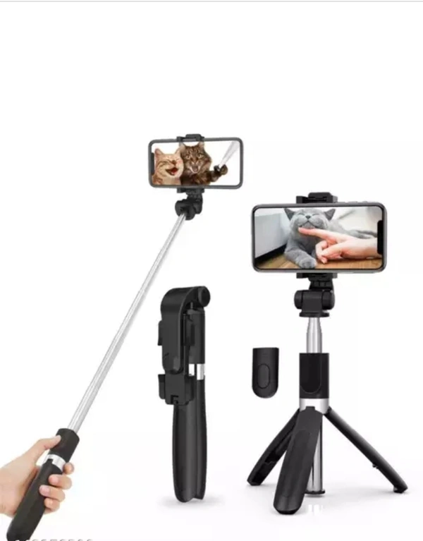 New Arrival HighQuality 3in1 Selfie Stick m... - Black
