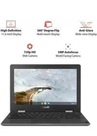 ASUS Chromebook Flip Touch Celeron DualCore (4 GB/32 GB EMMC Storage/Chrome - OS) C214MA-BU0704 Chromebook (11.6 inch, Dark Grey, 1.20 Kg) - Gray