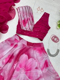 Antique Fashion 1 Exclusive Trending Floral Print Lehenga Choli - pink