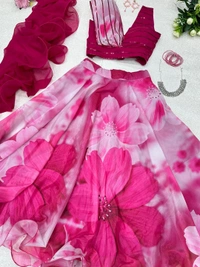 Antique Fashion 1 Exclusive Trending Floral Print Lehenga Choli - pink