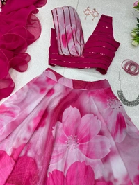 Antique Fashion 1 Exclusive Trending Floral Print Lehenga Choli - pink
