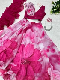 Antique Fashion 1 Exclusive Trending Floral Print Lehenga Choli - pink