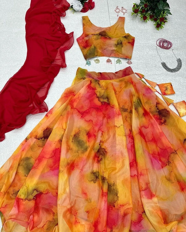 Antique Fashion 1 Exclusive Trending Floral Print Lehenga Choli - pink