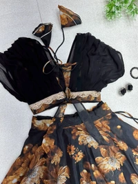 Antique Fashion 1 Pure Jimmy organza silk digital floral printed lehenga