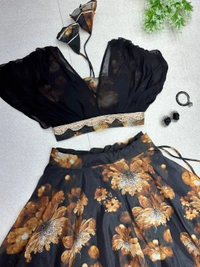Antique Fashion 1 Pure Jimmy organza silk digital floral printed lehenga