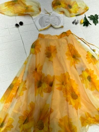 Antique Fashion 1 Pure organza silk digital floral printed lehenga 
