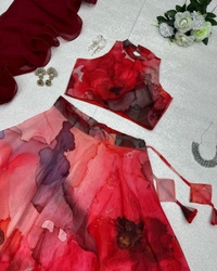 Antique Fashion 1 Pure Jimmy organza silk digital floral printed lehnga