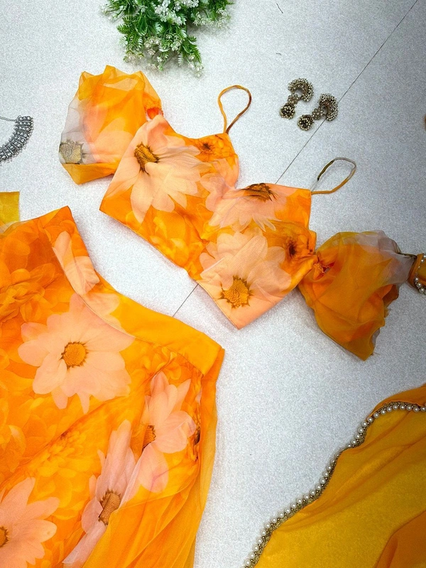 Antique Fashion 1 Pure organza silk digital printed lehng 💛*Haldi special* 💛