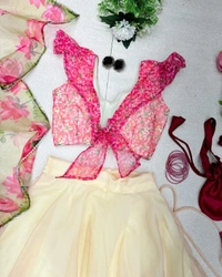 Antique Fashion 1 Pure organza silk digital printed lehenga
