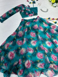 Antique Fashion 1 Pure Jimmy organza silk digital floral printed lehnga
