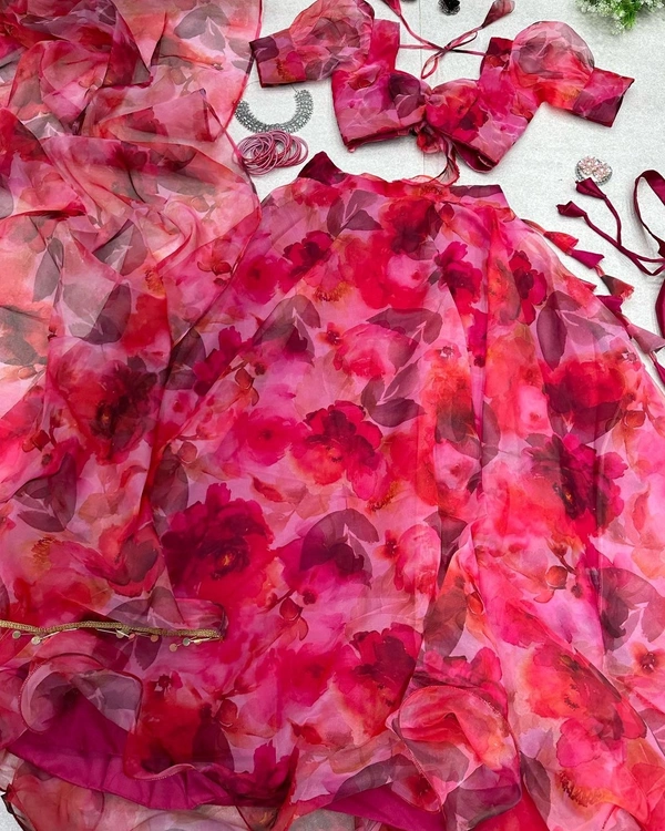 lehnga -  Pure organza silk digital printed lehnga - Without Batwa Bag