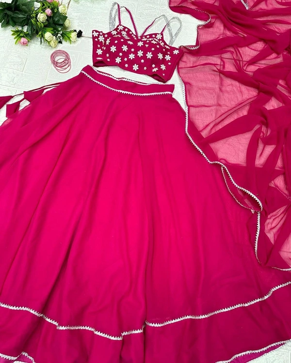 Antique Fashion  Georgette lehenga 8mtr flairwith handwork detailing blouse along with dupatta 