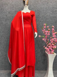 Antique Fashion 1 NEW KURTi PALAZZO DUPPTA SET - XS (34), Red