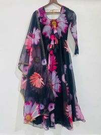 Antique Fashion 1 New Party Wear Look Organza Taby Silk Gown for women With Dupatta  - Xl (42)