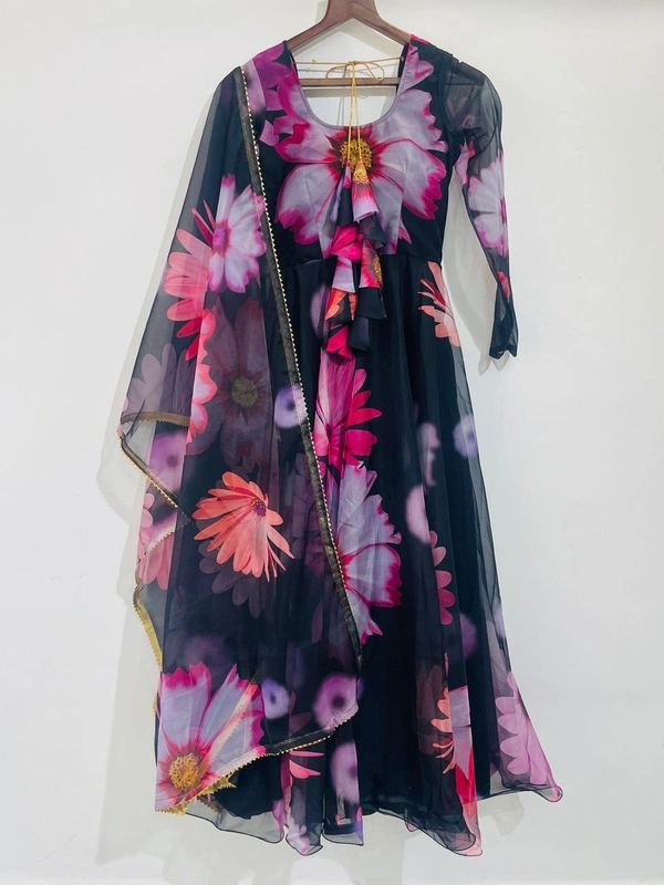 Antique Fashion 1 New Party Wear Look Organza Taby Silk Gown for women With Dupatta  - Xl (42)
