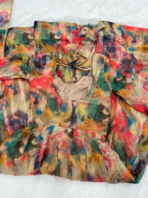 ORGANJA GOWN FOR WOMEN SILK FABRIC FULLY FLAIR KALI PATTERN - Xxxl (46)