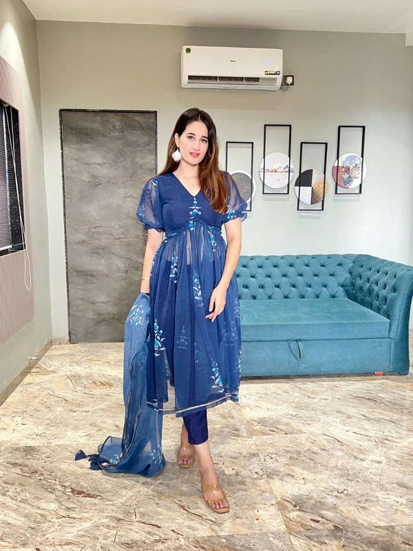 Antique Fashion 1 Digital Floral Printed Pure Georgette Fabric Pleated Aliya Cut With Side Cut Suit  - 38