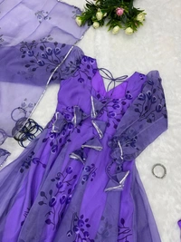Antique Fashion 1 Digital Printed Pure Silk Organza Anarkali Suit With Huge Flair  - 42