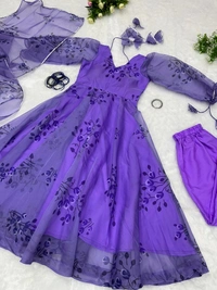 Antique Fashion 1 Digital Printed Pure Silk Organza Anarkali Suit With Huge Flair  - 42