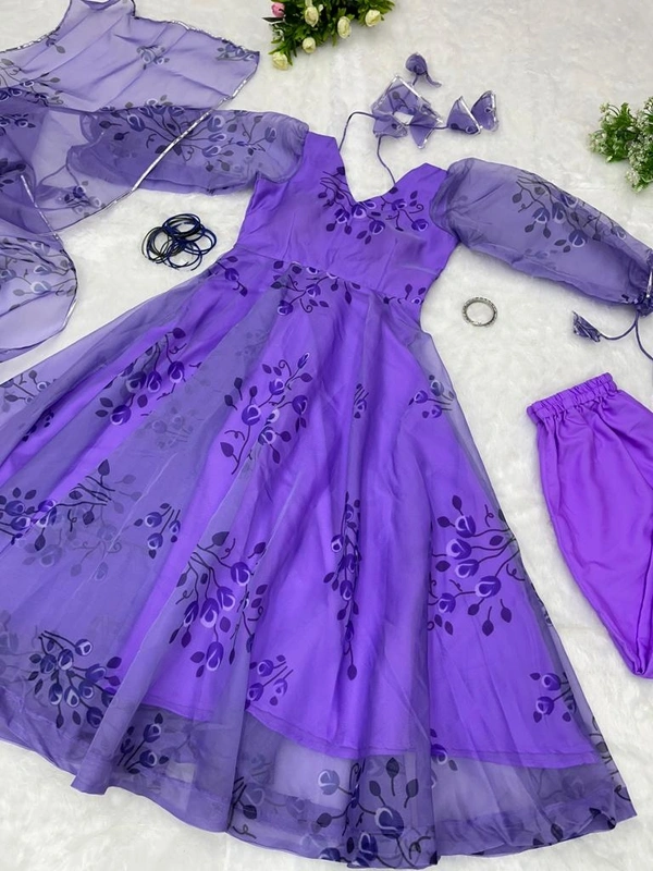 Antique Fashion 1 Digital Printed Pure Silk Organza Anarkali Suit With Huge Flair  - 42