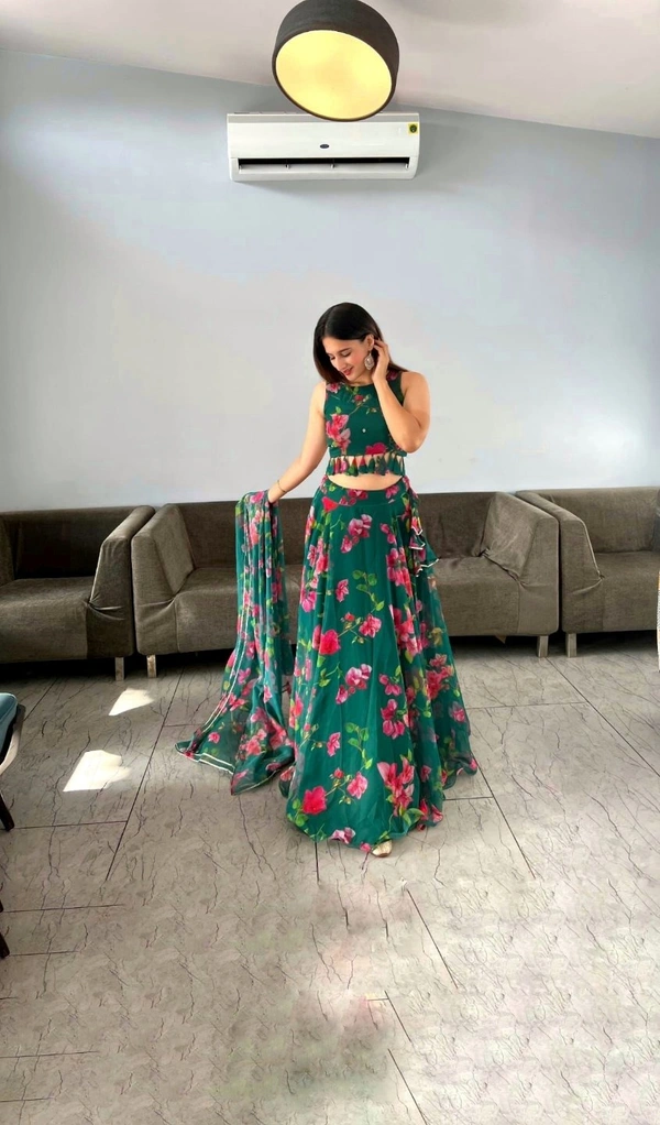 Antique Fashion  lehnga -  Pure georgette silk digital printed lehnga