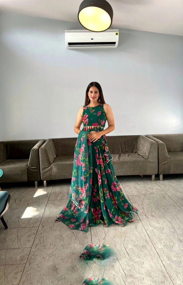 Antique Fashion  lehnga -  Pure georgette silk digital printed lehnga