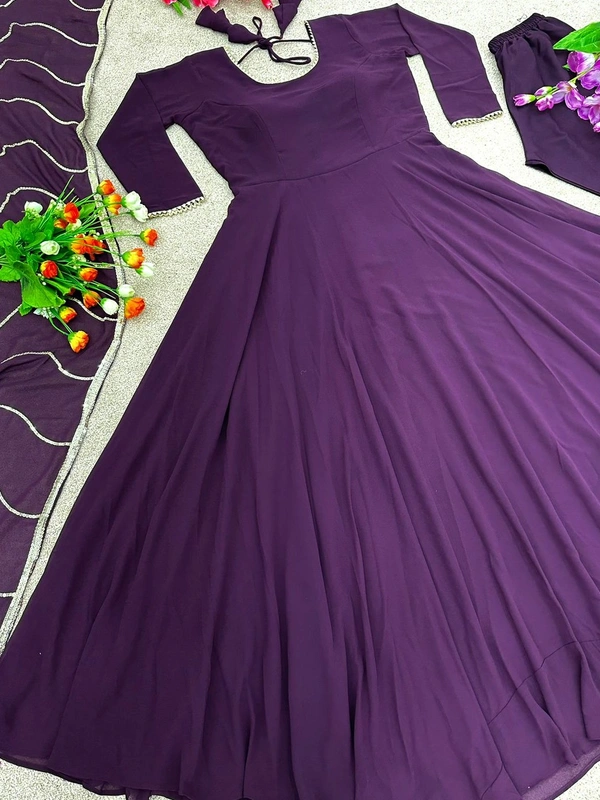 Antique Fashion 1 Anarkali Faux Georgette Gown With Fully Flair and Full Stitched With Dupatta Ready To Wear Collection  - Xl (42)
