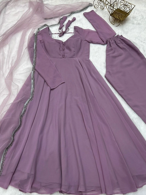 Antique Fashion  *PURE SOFT FOX GEORGETTE  FABRIC FULLY FLAIR ANARKALI,WITH DUPPTA SET,PENT READY TO WEAR* - Xs (34)