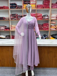 Antique Fashion 1 *PURE SOFT FOX GEORGETTE  FABRIC FULLY FLAIR ANARKALI,WITH DUPPTA SET,PENT READY TO WEAR* - Xxl (44)