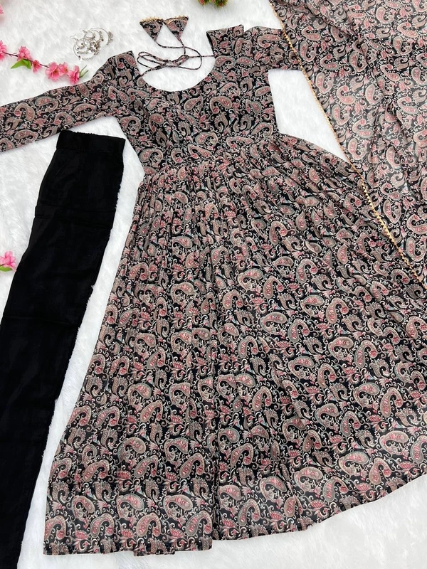 Antique Fashion  *SOFT GEORGETTE FLORAL PRINT FABRIC FULLY FLAIR,CANVAS PATTA WITH DUPPTA SET,PENT READY TO WEAR* - M (38)