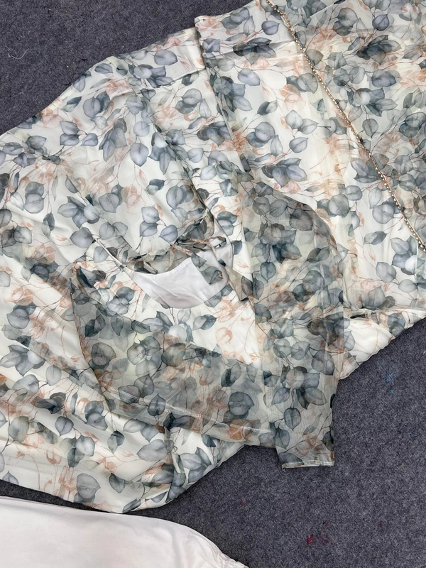 Antique Fashion 1 *PURE SOFT ORGANJA SILK FABRIC FULLY FLAIR KALI PATTERN AND CANVAS PATTA WITH DUPPTA SET ,PENT READY TO WEAR* - M (38)