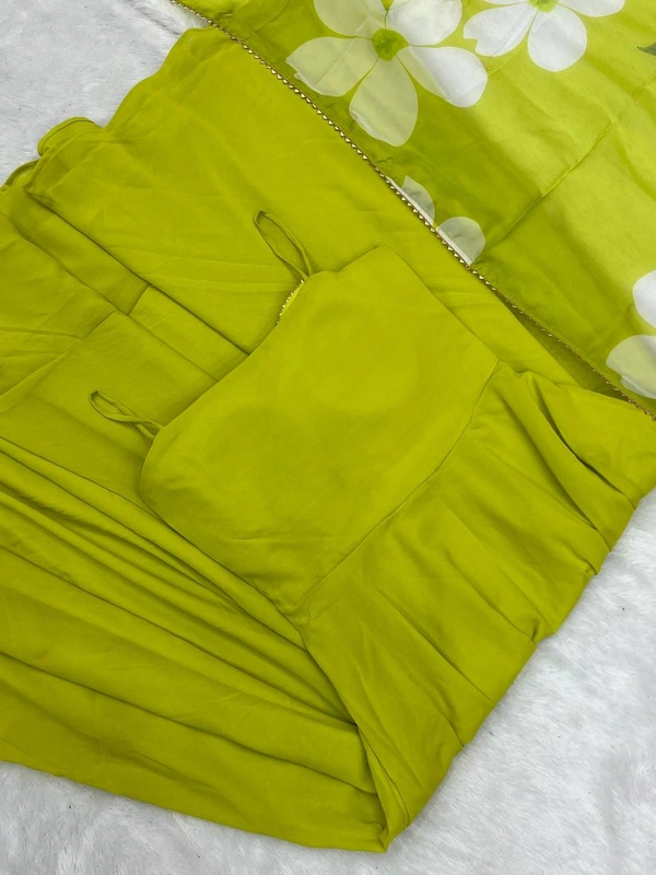 Antique Fashion  NEW SUMMER SPECIAL NEON LIRIL COLOUR PURE SOFT FOX GEORGETTE FULLY FLAIR GOWN DUPPTA SET READY TO WEAR FULLY STTICHED  - L (40)